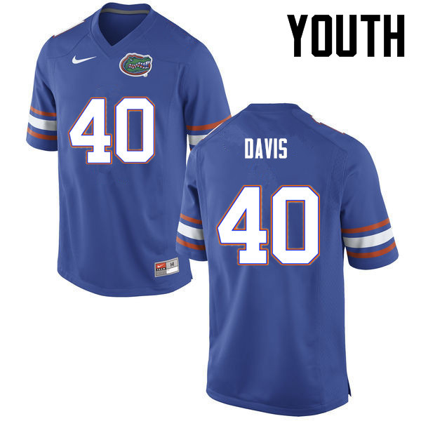 Youth Florida Gators #40 Jarrad Davis College Football Jerseys-Blue - Click Image to Close